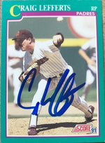 Craig Lefferts Signed 1991 Score Baseball Card - San Diego Padres - PastPros