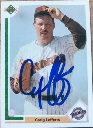 Craig Lefferts Signed 1991 Upper Deck Baseball Card - San Diego Padres