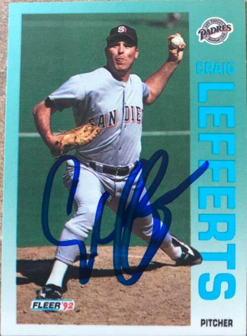 Craig Lefferts Signed 1992 Fleer Baseball Card - San Diego Padres - PastPros
