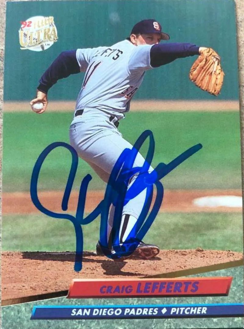 Craig Lefferts Signed 1992 Fleer Ultra Baseball Card - San Diego Padres
