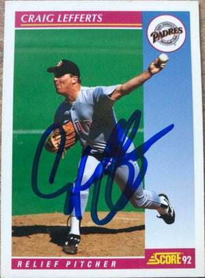 Craig Lefferts Signed 1992 Score Baseball Card - San Diego Padres - PastPros