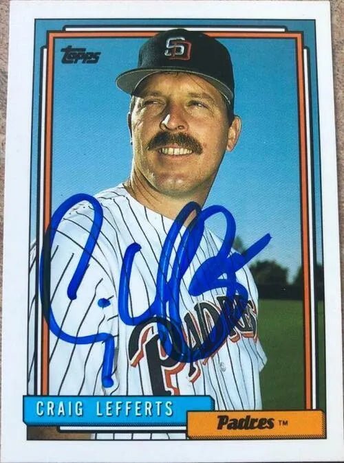 Craig Lefferts Signed 1992 Topps Baseball Card - San Diego Padres