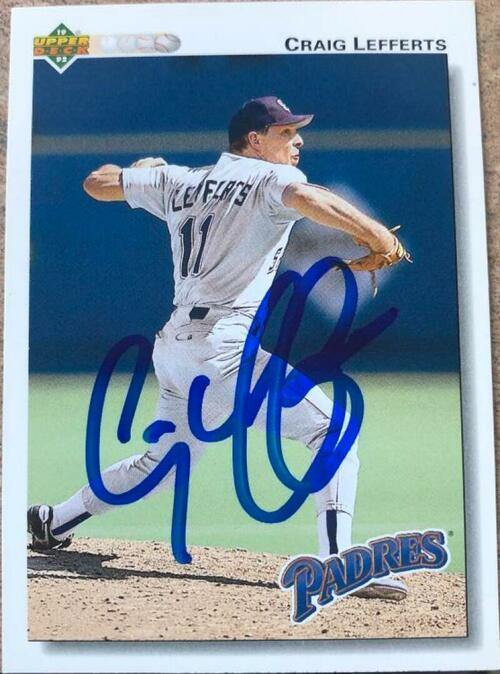 Craig Lefferts Signed 1992 Upper Deck Baseball Card - San Diego Padres - PastPros