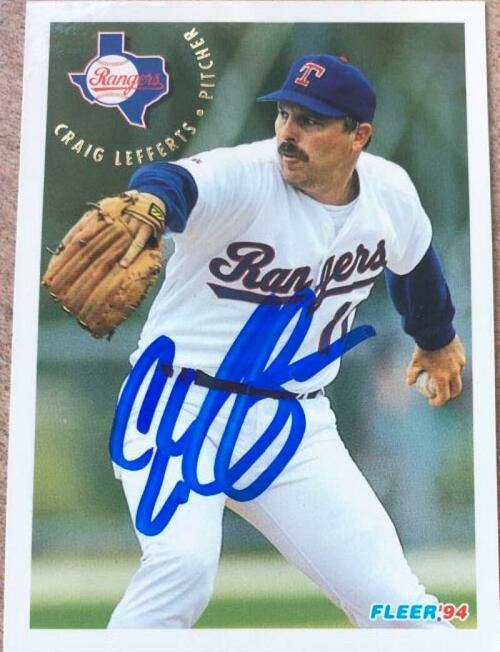 Craig Lefferts Signed 1994 Fleer Baseball Card - Texas Rangers - PastPros