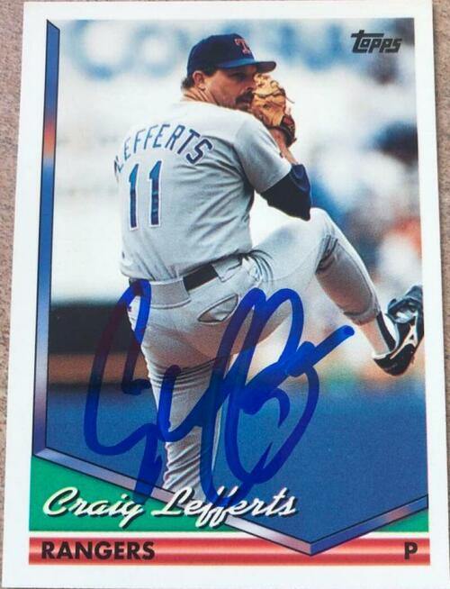 Craig Lefferts Signed 1994 Topps Baseball Card - Texas Rangers - PastPros