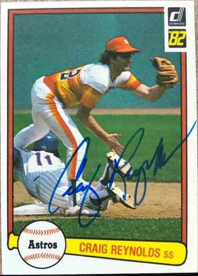 Craig Reynolds Signed 1982 Donruss Baseball Card - Houston Astros