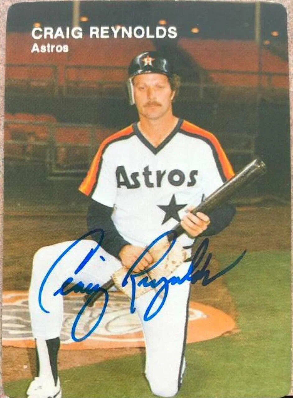 Craig Reynolds Signed 1984 Mother's Cookies Baseball Card - Houston Astros