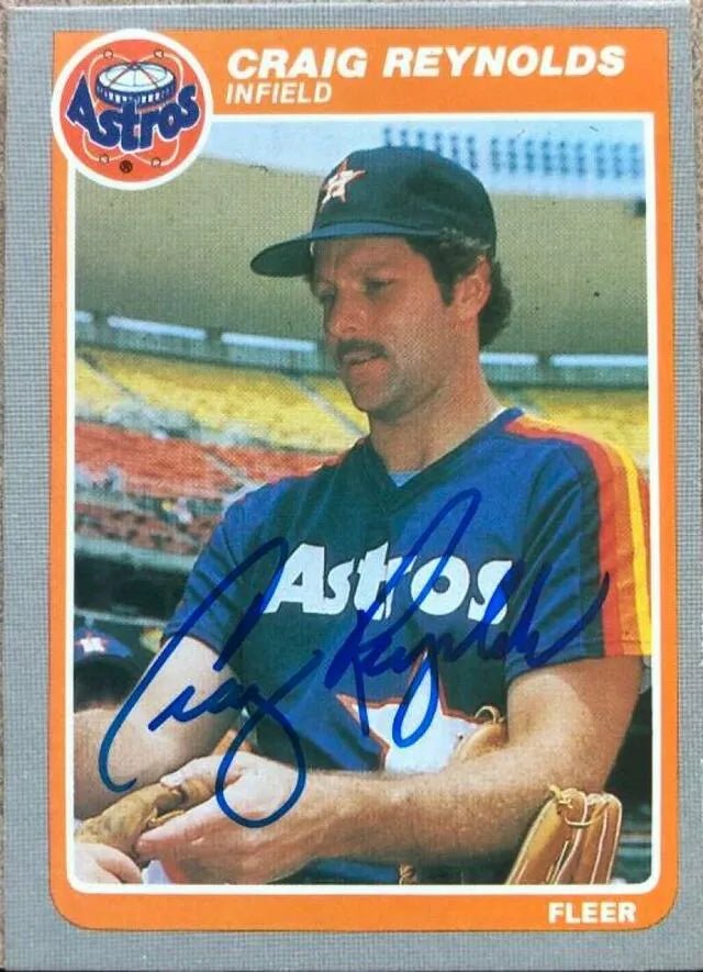Craig Reynolds Signed 1985 Fleer Baseball Card - Houston Astros