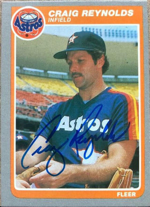 Craig Reynolds Signed 1985 Fleer Baseball Card - Houston Astros - PastPros