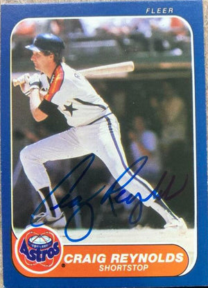 Craig Reynolds Signed 1986 Fleer Baseball Card - Houston Astros - PastPros