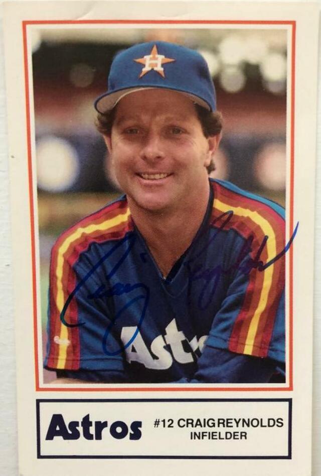 Craig Reynolds Signed 1987 Astros Police Baseball Card - Houston Astros - PastPros