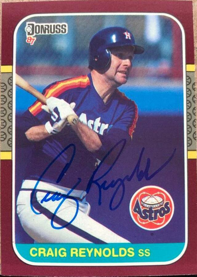 Craig Reynolds Signed 1987 Donruss Opening Day Baseball Card - Houston Astros - PastPros