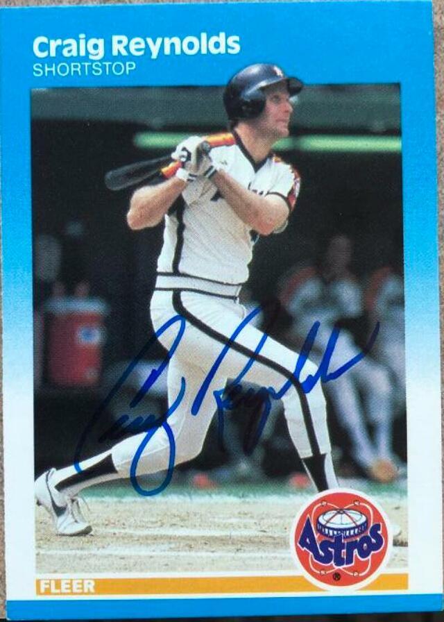 Craig Reynolds Signed 1987 Fleer Baseball Card - Houston Astros - PastPros
