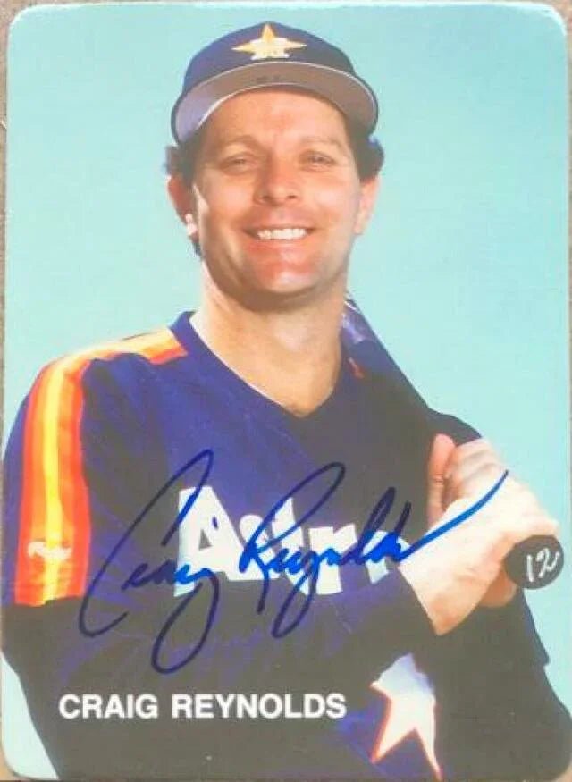Craig Reynolds Signed 1987 Mother's Cookies Baseball Card - Houston Astros