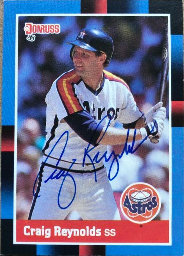 Craig Reynolds Signed 1988 Donruss Baseball Card - Houston Astros - PastPros