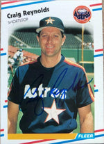 Craig Reynolds Signed 1988 Fleer Baseball Card - Houston Astros - PastPros