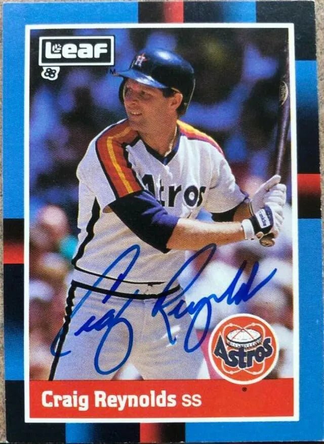 Craig Reynolds Signed 1988 Leaf Baseball Card - Houston Astros