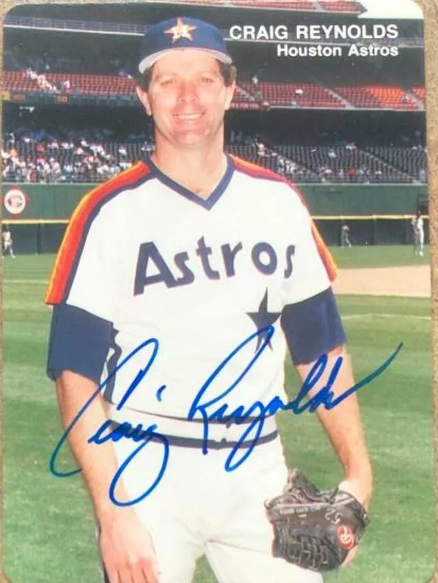 Craig Reynolds Signed 1988 Mother's Cookies Baseball Card - Houston Astros