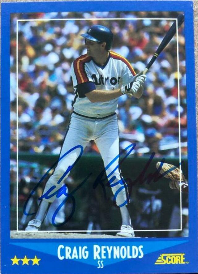 Craig Reynolds Signed 1988 Score Baseball Card - Houston Astros - PastPros