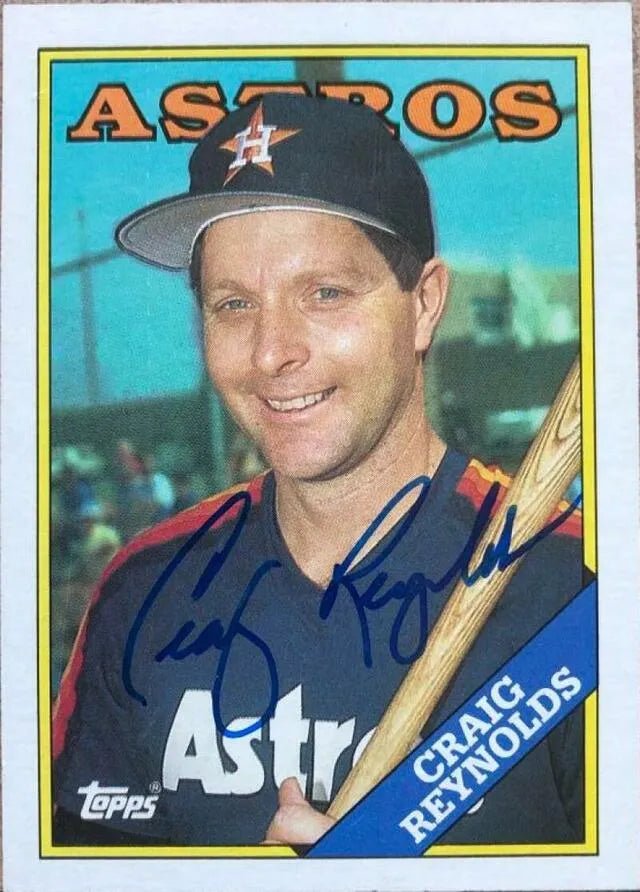 Craig Reynolds Signed 1988 Topps Baseball Card - Houston Astros