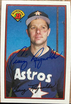 Craig Reynolds Signed 1989 Bowman Baseball Card - Houston Astros - PastPros