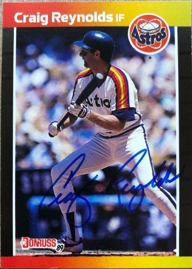 Craig Reynolds Signed 1989 Donruss Baseball Card - Houston Astros
