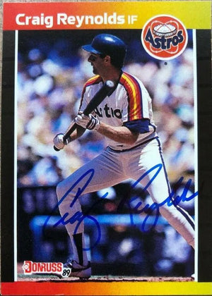 Craig Reynolds Signed 1989 Donruss Baseball Card - Houston Astros