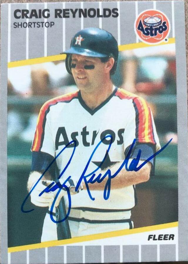 Craig Reynolds Signed 1989 Fleer Baseball Card - Houston Astros - PastPros