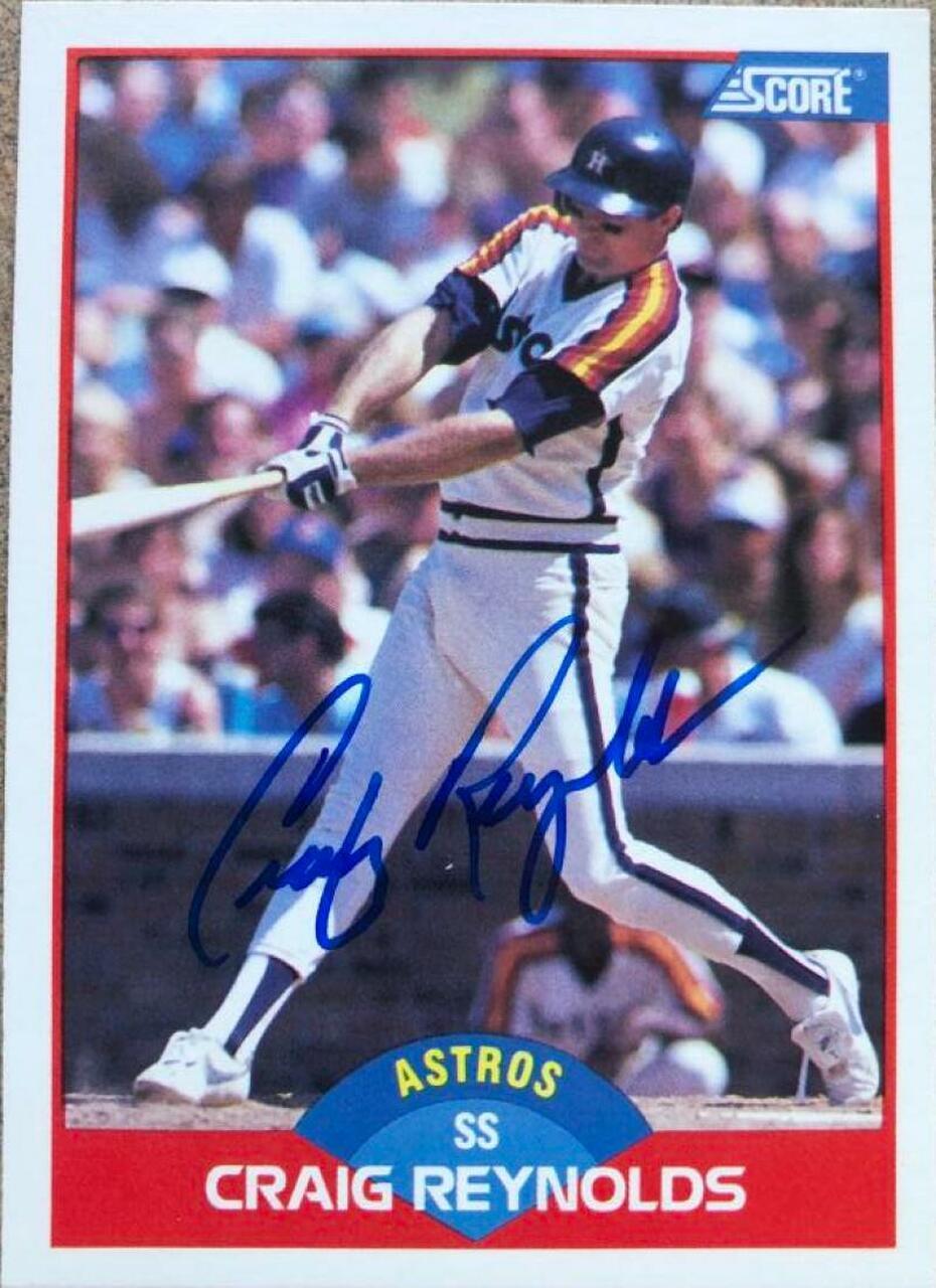 Craig Reynolds Signed 1989 Score Baseball Card - Houston Astros - PastPros