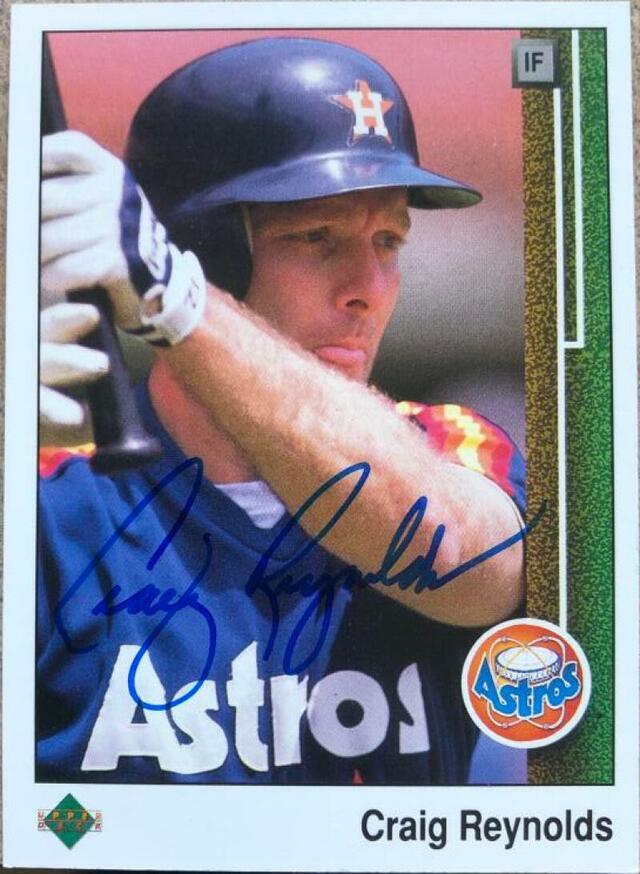 Craig Reynolds Signed 1989 Upper Deck Baseball Card - Houston Astros - PastPros