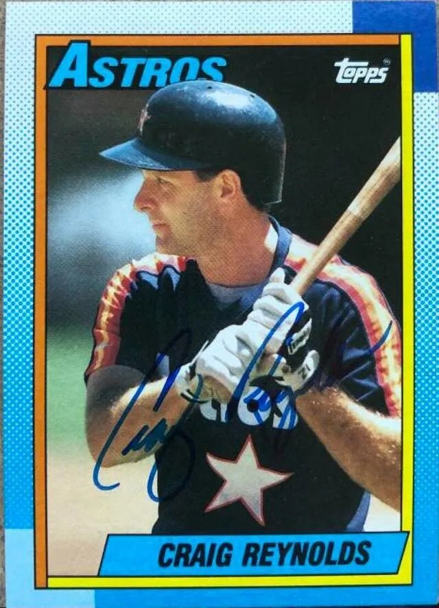 Craig Reynolds Signed 1990 Topps Baseball Card - Houston Astros