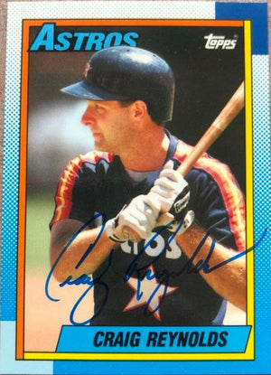 Craig Reynolds Signed 1990 Topps Tiffany Baseball Card - Houston Astros