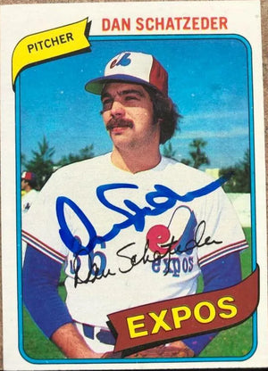 Dan Schatzeder Signed 1980 Topps Baseball Card - Montreal Expos - PastPros