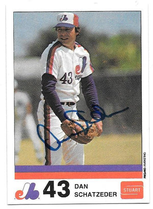 Dan Schatzeder Signed 1983 Stuart Baseball Card - Montreal Expos - PastPros