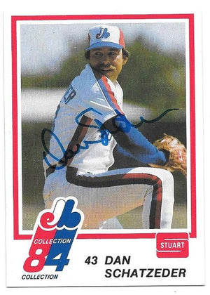 Dan Schatzeder Signed 1984 Stuart Baseball Card - Montreal Expos - PastPros