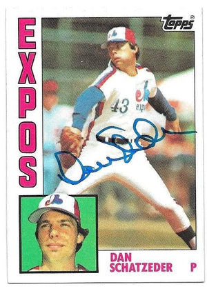 Dan Schatzeder Signed 1984 Topps Baseball Card - Montreal Expos