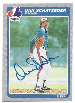 Dan Schatzeder Signed 1985 Fleer Baseball Card - Montreal Expos - PastPros
