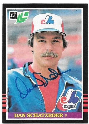 Dan Schatzeder Signed 1985 Leaf Baseball Card - Montreal Expos