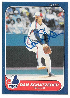 Dan Schatzeder Signed 1986 Fleer Baseball Card - Montreal Expos - PastPros