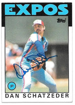 Dan Schatzeder Signed 1986 Topps Baseball Card - Montreal Expos