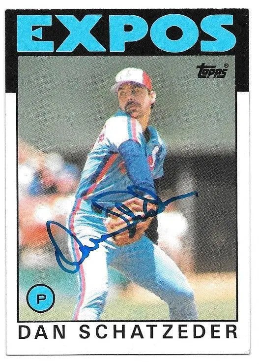 Dan Schatzeder Signed 1986 Topps Baseball Card - Montreal Expos