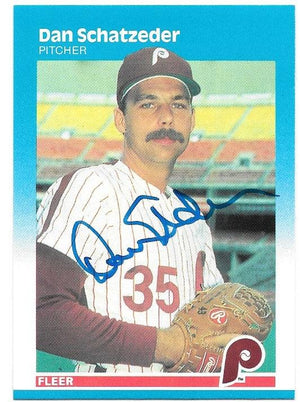 Dan Schatzeder Signed 1987 Fleer Baseball Card - Philadelphia Phillies - PastPros