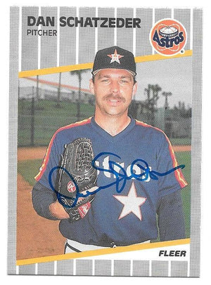 Dan Schatzeder Signed 1989 Fleer Baseball Card - Houston Astros - PastPros