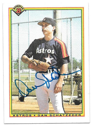 Dan Schatzeder Signed 1990 Bowman Baseball Card - Houston Astros - PastPros