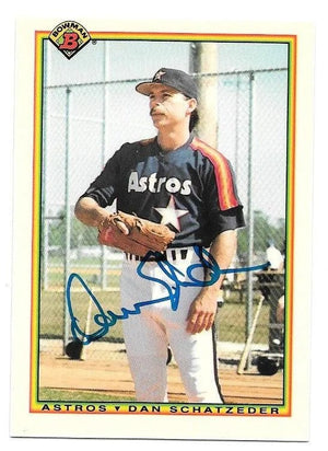 Dan Schatzeder Signed 1990 Bowman Tiffany Baseball Card - Houston Astros