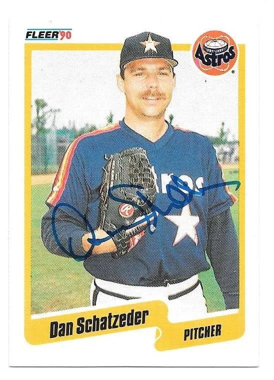 Dan Schatzeder Signed 1990 Fleer Baseball Card - Houston Astros