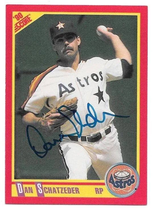Dan Schatzeder Signed 1990 Score Baseball Card - Houston Astros