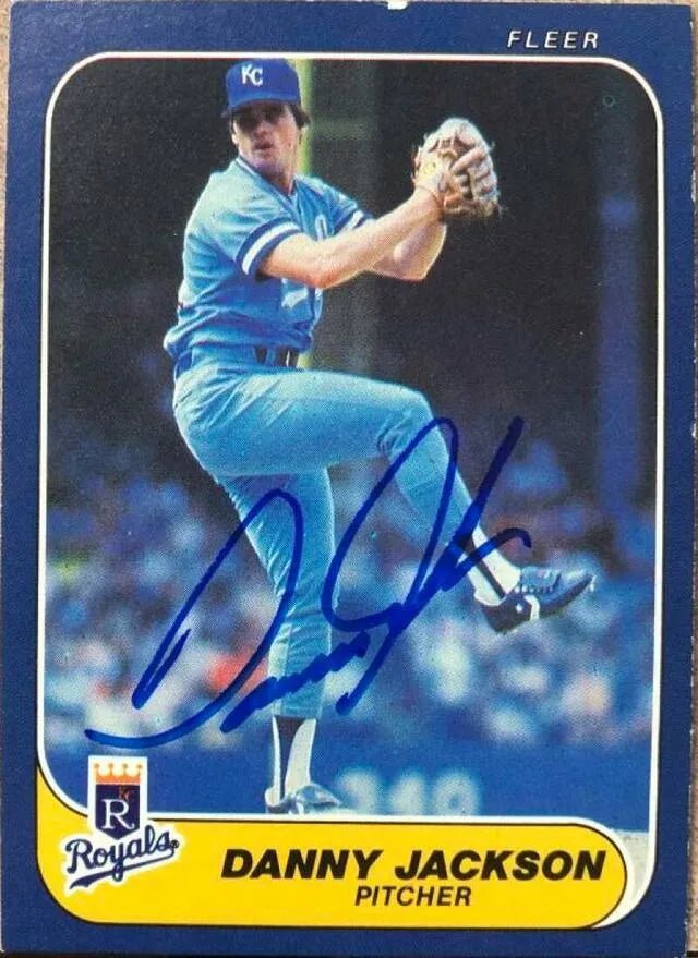 Danny Jackson Signed 1986 Fleer Baseball Card - Kansas City Royals