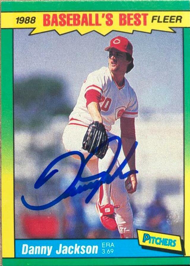 Danny Jackson Signed 1988 Fleer Sluggers/Pitcher Baseball Card - Cincinnati Reds - PastPros