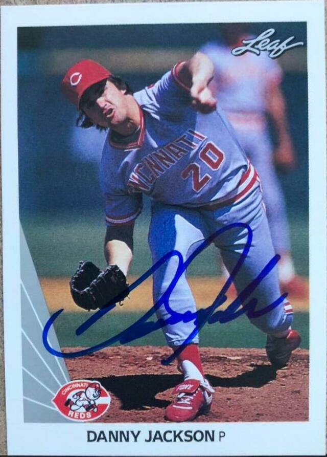 Danny Jackson Signed 1990 Leaf Baseball Card - Cincinnati Reds - PastPros